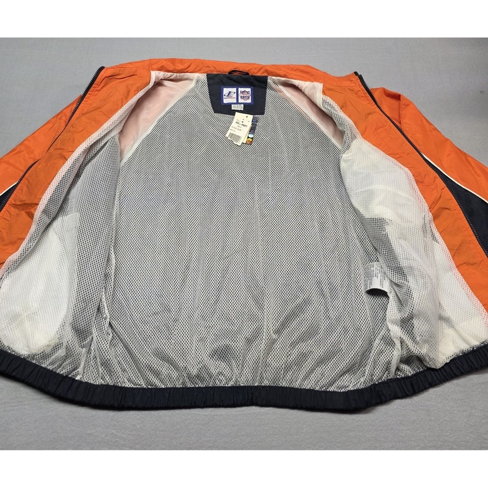Vintage Logo Athletic Chicago Bears NFL Windbreaker Jacket Navy Orange Mens L NW - Picture 5 of 13